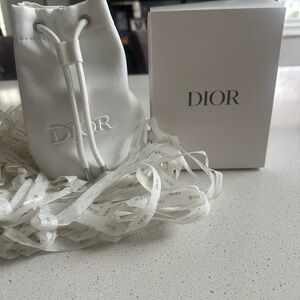 Dior White Drawstring Pouch and Box